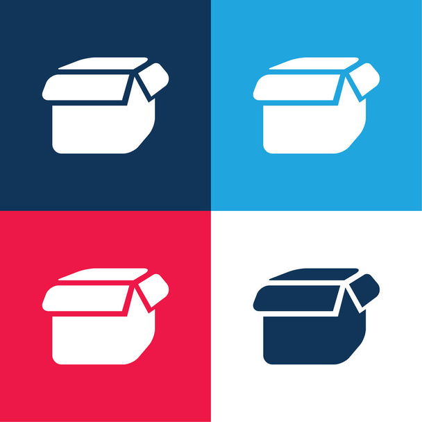 Ensemble d'icônes minime quatre couleurs bleu et rouge Black Open Box - Vecteur, image