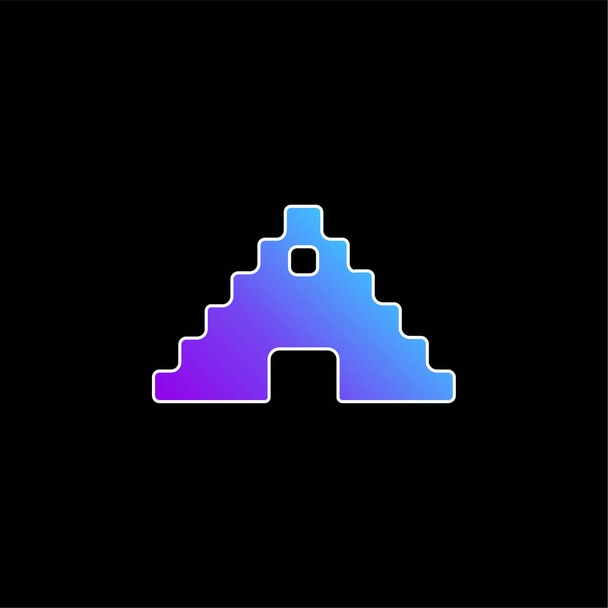 Aztec Pyramid blue gradient vector icon - Vector, Image
