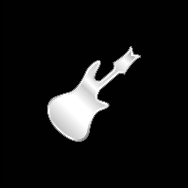 Bass Guitar Silhouette ezüst lemezelt fém ikon - Vektor, kép