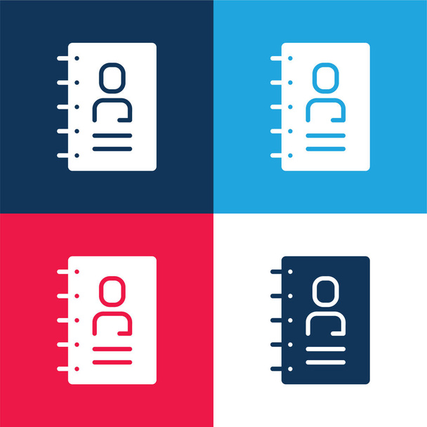 Address blue and red four color minimal icon set - Vector, Image
