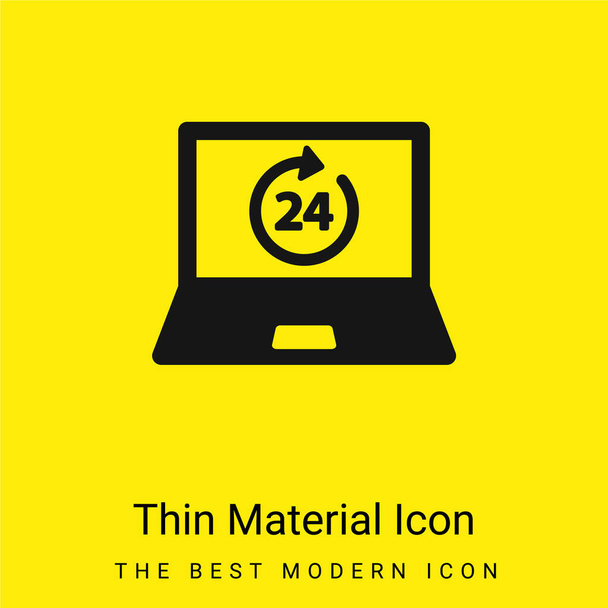 24 Hours On Laptop Screen minimal bright yellow material icon - Vector, Image
