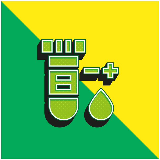 Кровавый тест Зеленый и желтый современный 3d векторный логотип - Вектор,изображение