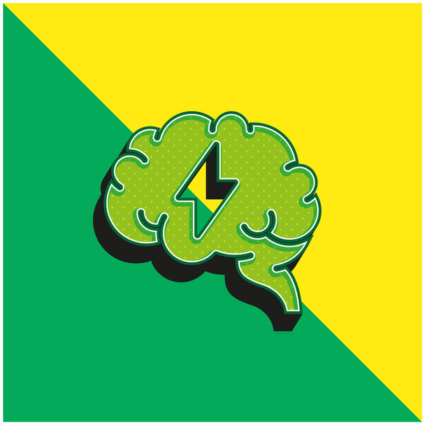 Εγκέφαλος Πράσινο και κίτρινο σύγχρονο 3d διάνυσμα εικονίδιο λογότυπο - Διάνυσμα, εικόνα