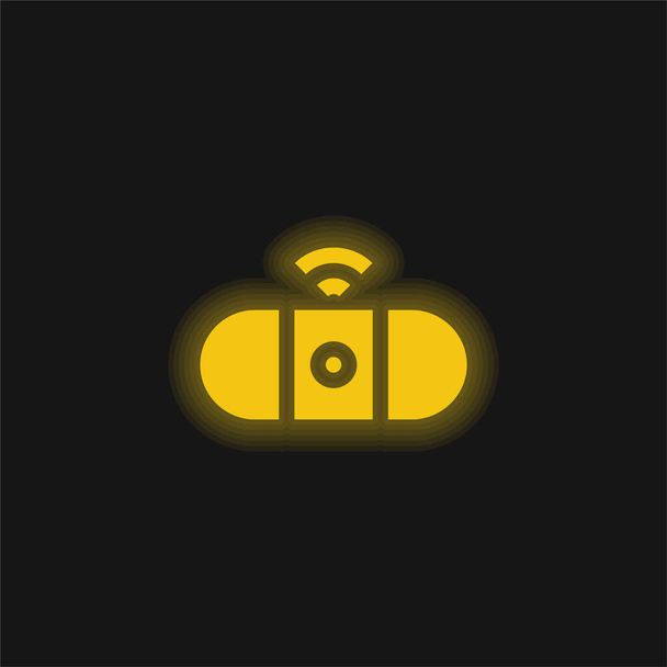 Bluetooth sárga izzó neon ikon - Vektor, kép