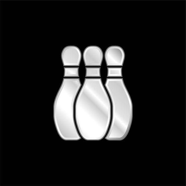 Bowling silver plated metallic icon - Vector, Image