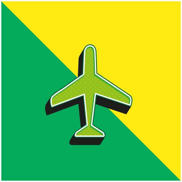 Літак Зелений і жовтий сучасний 3d векторний логотип. - Вектор, зображення