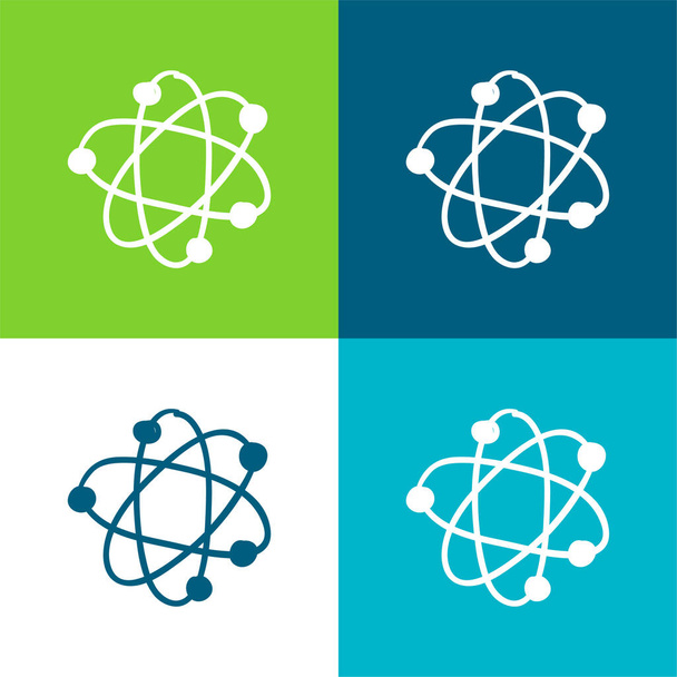 Atom Flat vier Farben Minimalsymbolsatz - Vektor, Bild