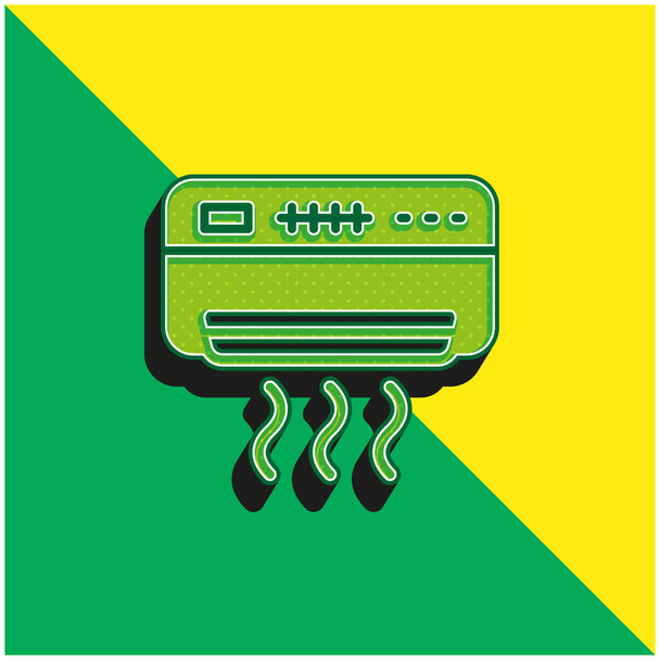 Climatiseur Vert et jaune icône vectorielle 3d moderne logo - Vecteur, image