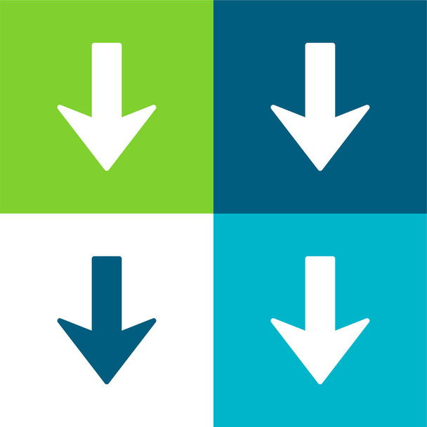 Freccia Giù piatto quattro colori set icona minima - Vettoriali, immagini