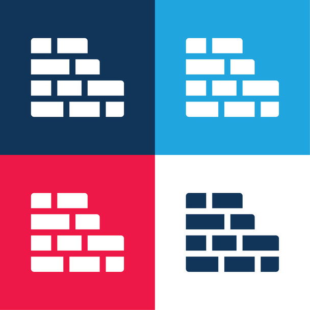 Brickwall bleu et rouge quatre couleurs minimum jeu d'icônes - Vecteur, image