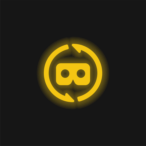 Ar Szemüveg sárga izzó neon ikon - Vektor, kép