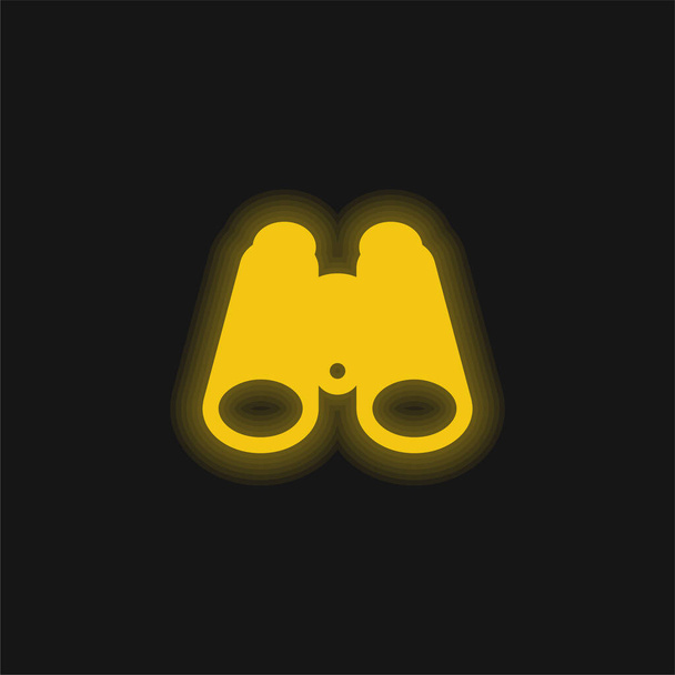 Prismáticos amarillo brillante icono de neón - Vector, imagen