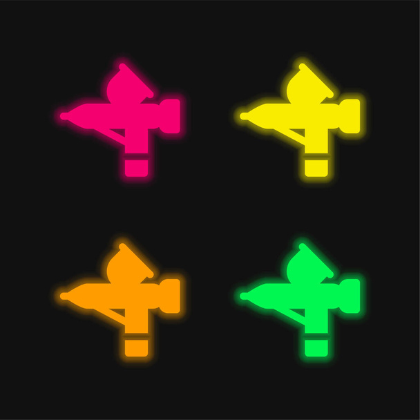 Airbrush vier Farben leuchtenden Neon-Vektor-Symbol - Vektor, Bild