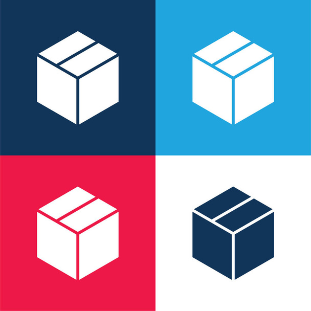 Коробка синий и красный четыре цвета минимальный набор значков - Вектор,изображение
