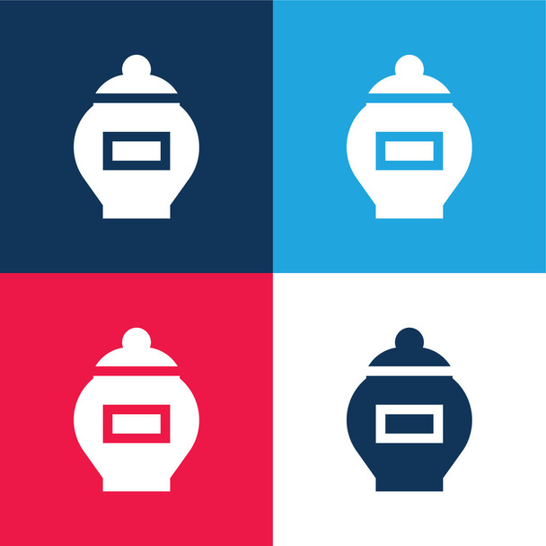 Ceniza azul y rojo conjunto de iconos mínimo de cuatro colores - Vector, imagen