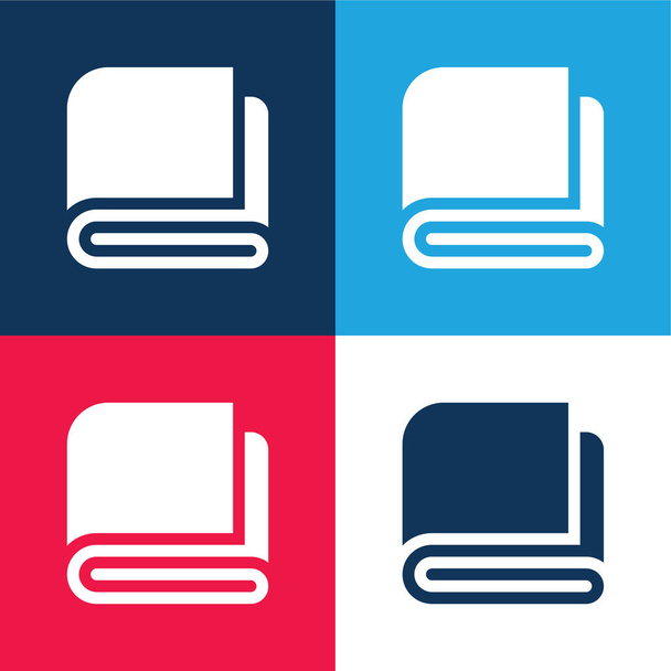 Cobertor azul e vermelho conjunto de ícones mínimos de quatro cores - Vetor, Imagem