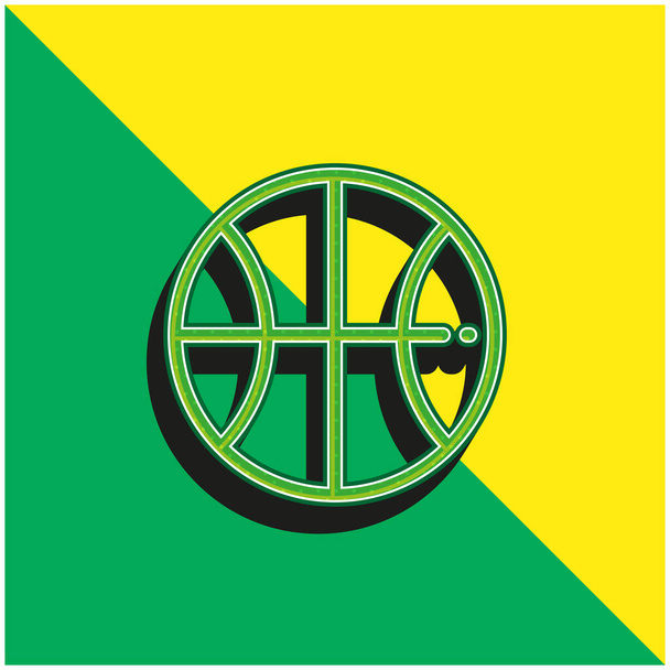 Зеленый шар и желтый современный 3d векторный логотип - Вектор,изображение
