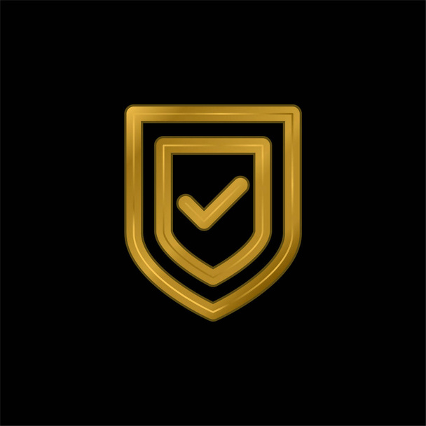 Антивирусная позолоченная металлическая икона или вектор логотипа - Вектор,изображение