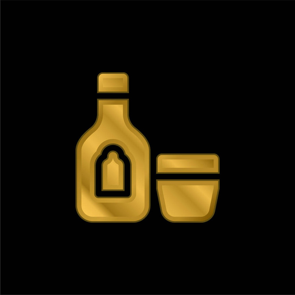 Bebida alcohólica chapado en oro icono metálico o logo vector - Vector, imagen