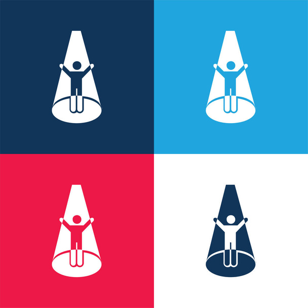 Unesený muž modrá a červená čtyři barvy minimální ikona nastavena - Vektor, obrázek