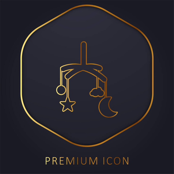 Logo o icona premium della linea dorata del giocattolo mobile della culla del bambino - Vettoriali, immagini