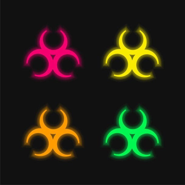 バイオハザードシンボル4色のネオンベクトルアイコン - ベクター画像
