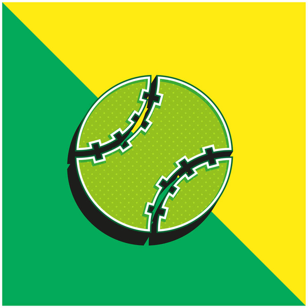 Baseball Zöld és sárga modern 3D vektor ikon logó - Vektor, kép