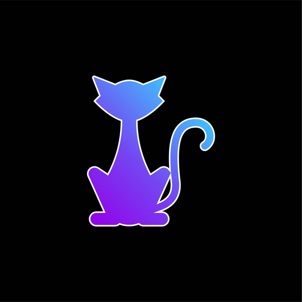 黒猫青グラデーションベクトルアイコン - ベクター画像