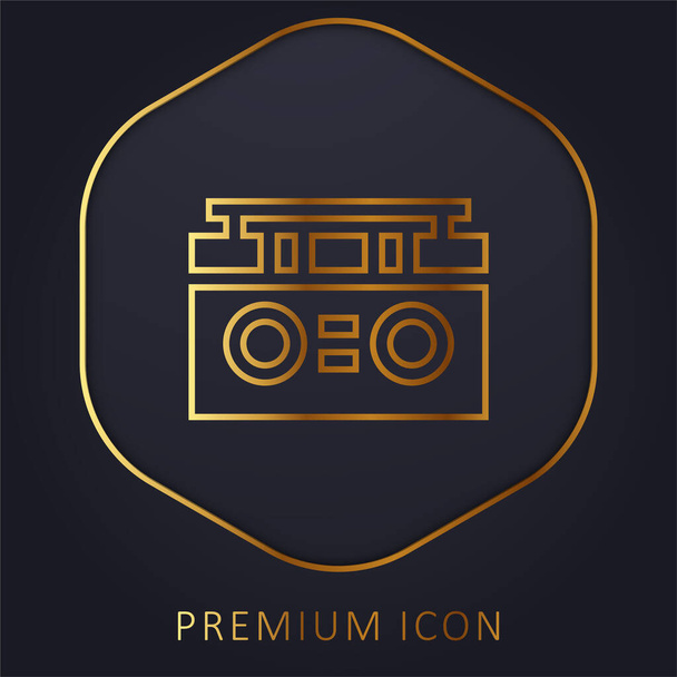 Boombox golden line premium logo or icon - Vector, Image