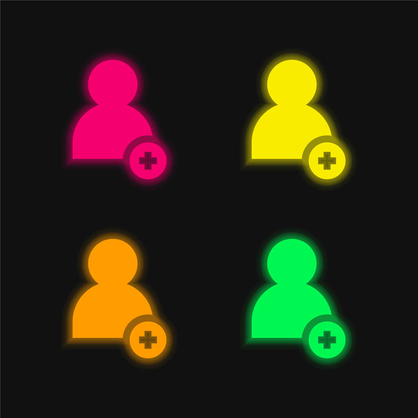 Add Friend four color glowing neon vector icon - Vector, Image