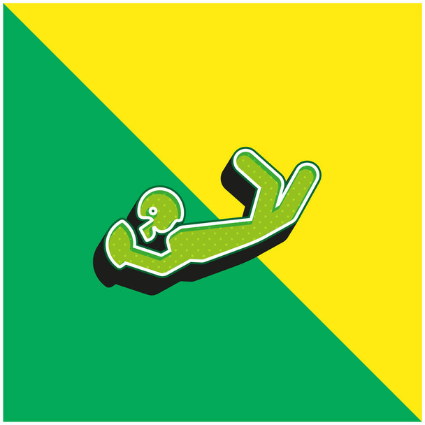 Jugador de fútbol americano captura de la bola verde y amarillo moderno vector 3d icono logo - Vector, Imagen