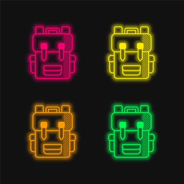 Рюкзак чотирикольоровий світиться неоновий вектор значок
 - Вектор, зображення