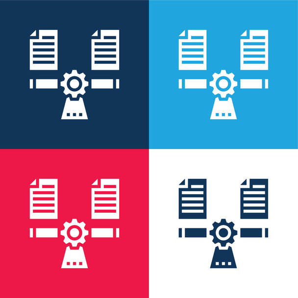Bilanciamento blu e rosso set di icone minime a quattro colori - Vettoriali, immagini