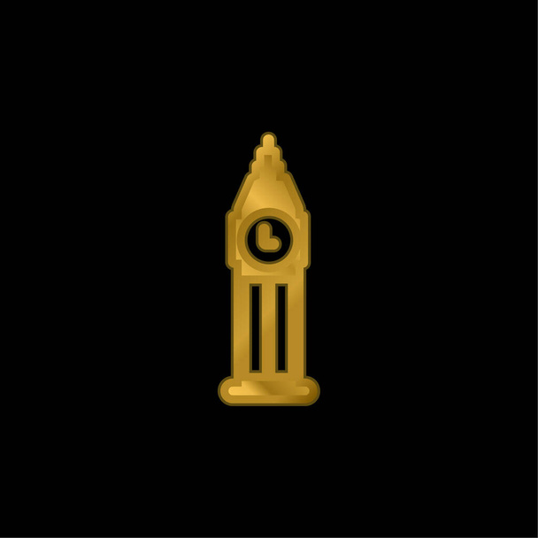 Big Ben złocone metaliczna ikona lub wektor logo - Wektor, obraz