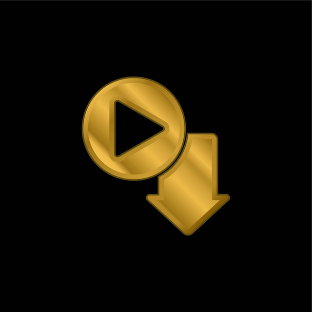 Arrow gold plated metalic icon or logo vector - Vector, Image
