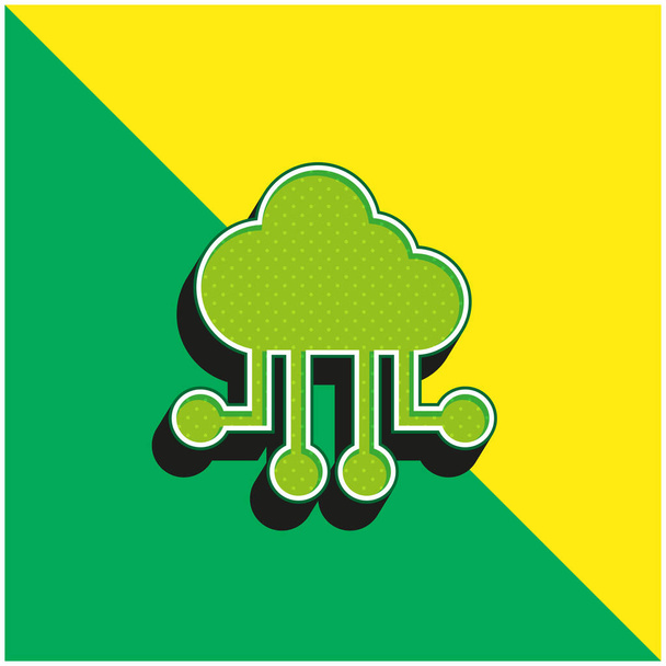 Big Data Green and yellow modern 3d vector icon logo - Vector, Image