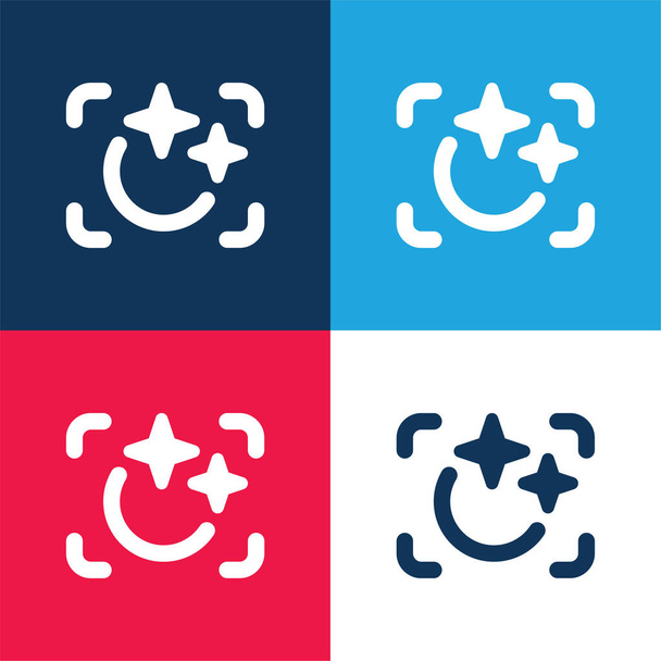 Beauty blue and red four color minimal icon set - Vector, Image