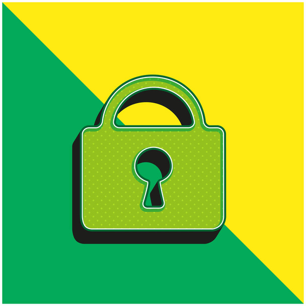 ブロックされた南京錠緑と黄色の近代的な3Dベクトルアイコンのロゴ - ベクター画像