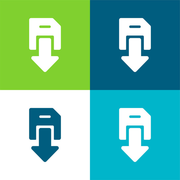 Copia de seguridad plana de cuatro colores mínimo icono conjunto - Vector, Imagen