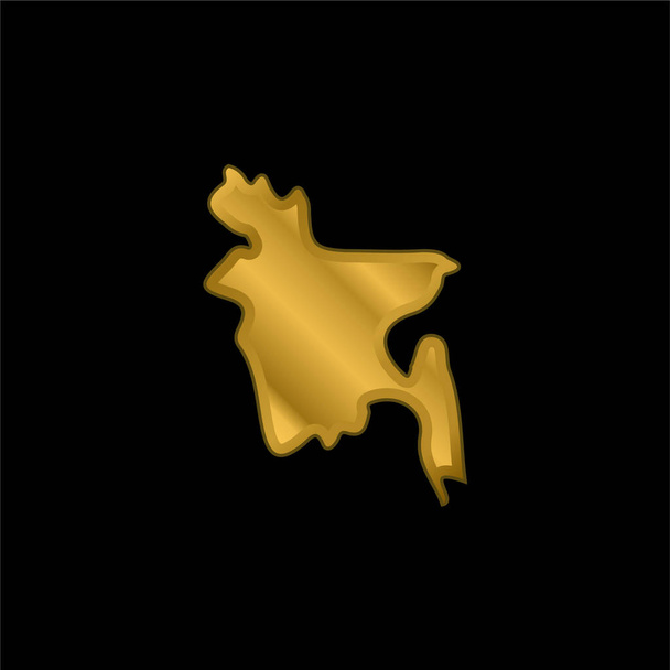 Bangladesh chapado en oro icono metálico o logo vector - Vector, imagen