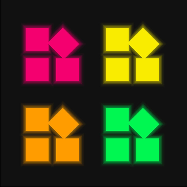 App čtyři barvy zářící neonový vektor ikona - Vektor, obrázek