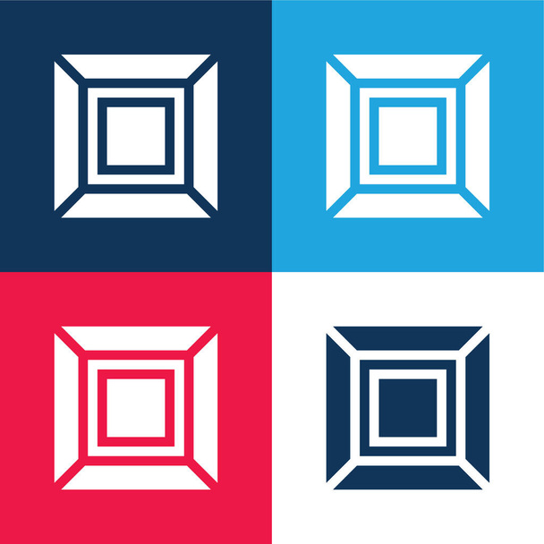 Art bleu et rouge quatre couleurs minimum jeu d'icônes - Vecteur, image