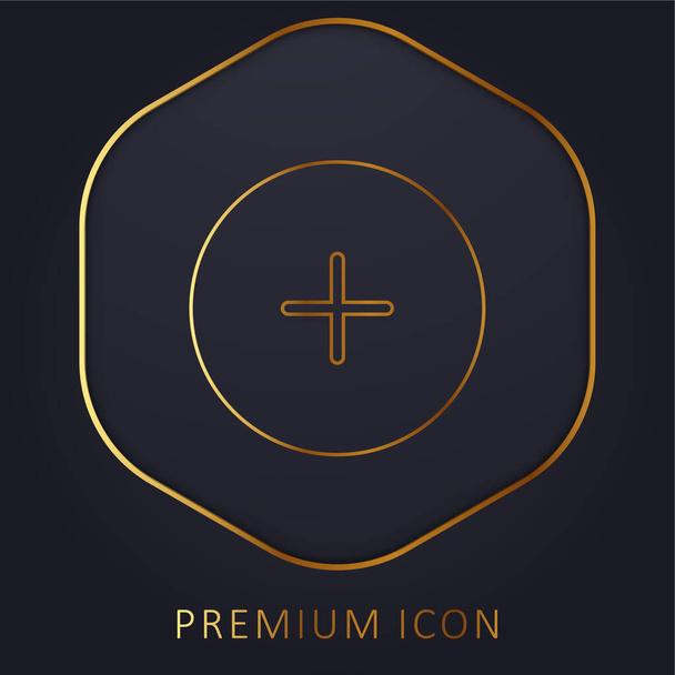 Add Round Button golden line premium logo or icon - Vector, Image