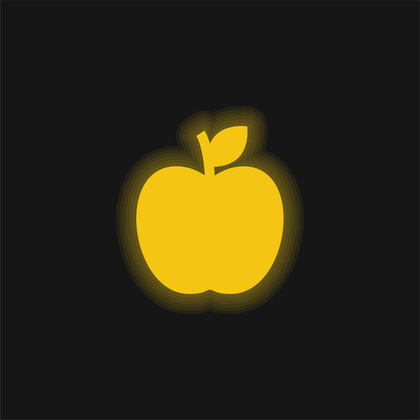 Apple žlutá zářící neonová ikona - Vektor, obrázek