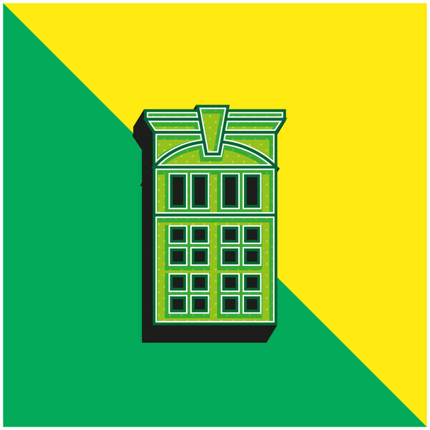 Grande entrée de porte de luxe Détail architectural Logo vectoriel 3D moderne vert et jaune - Vecteur, image