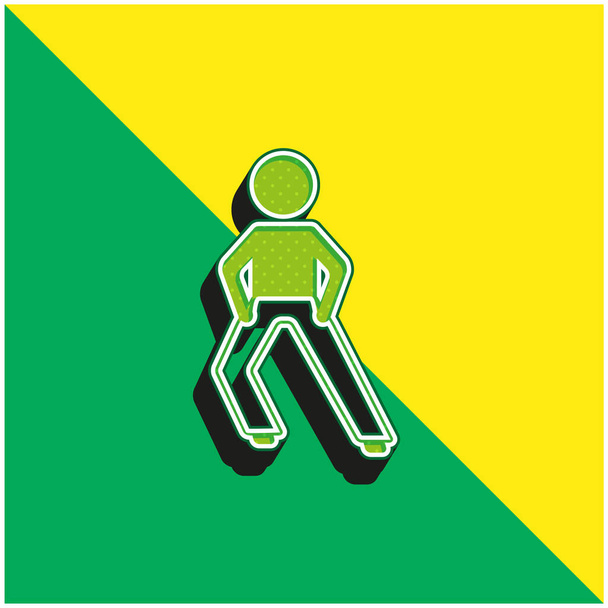男の子ストレッチ足緑と黄色の現代的な3dベクトルアイコンのロゴ - ベクター画像