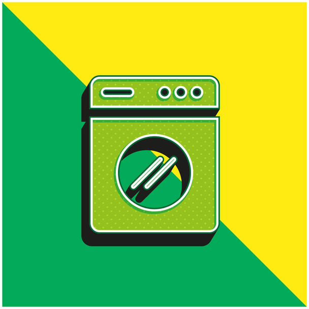 Grote wasmachine Groen en geel modern 3D vector icoon logo - Vector, afbeelding