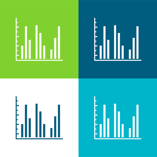 Bar Chart Επίπεδη τεσσάρων χρωμάτων ελάχιστη σύνολο εικονιδίων - Διάνυσμα, εικόνα