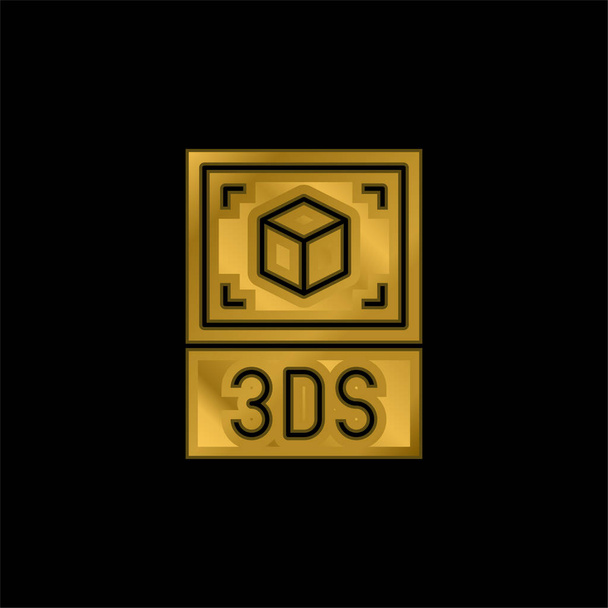3ds banhado a ouro ícone metálico ou vetor logotipo - Vetor, Imagem