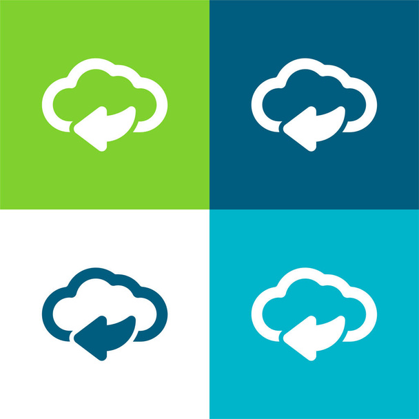 Šipka zpět na internetu Cloud Flat čtyři barvy minimální ikona nastavena - Vektor, obrázek